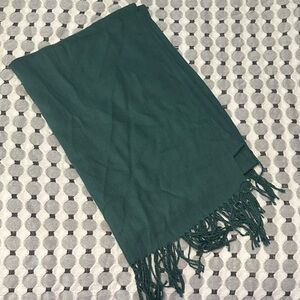 Dark Green Fringe Scarf